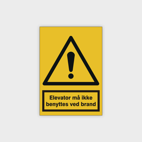 Elevator må ikke benyttes ved brand skilt
