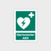 Hertestarter AED skilt